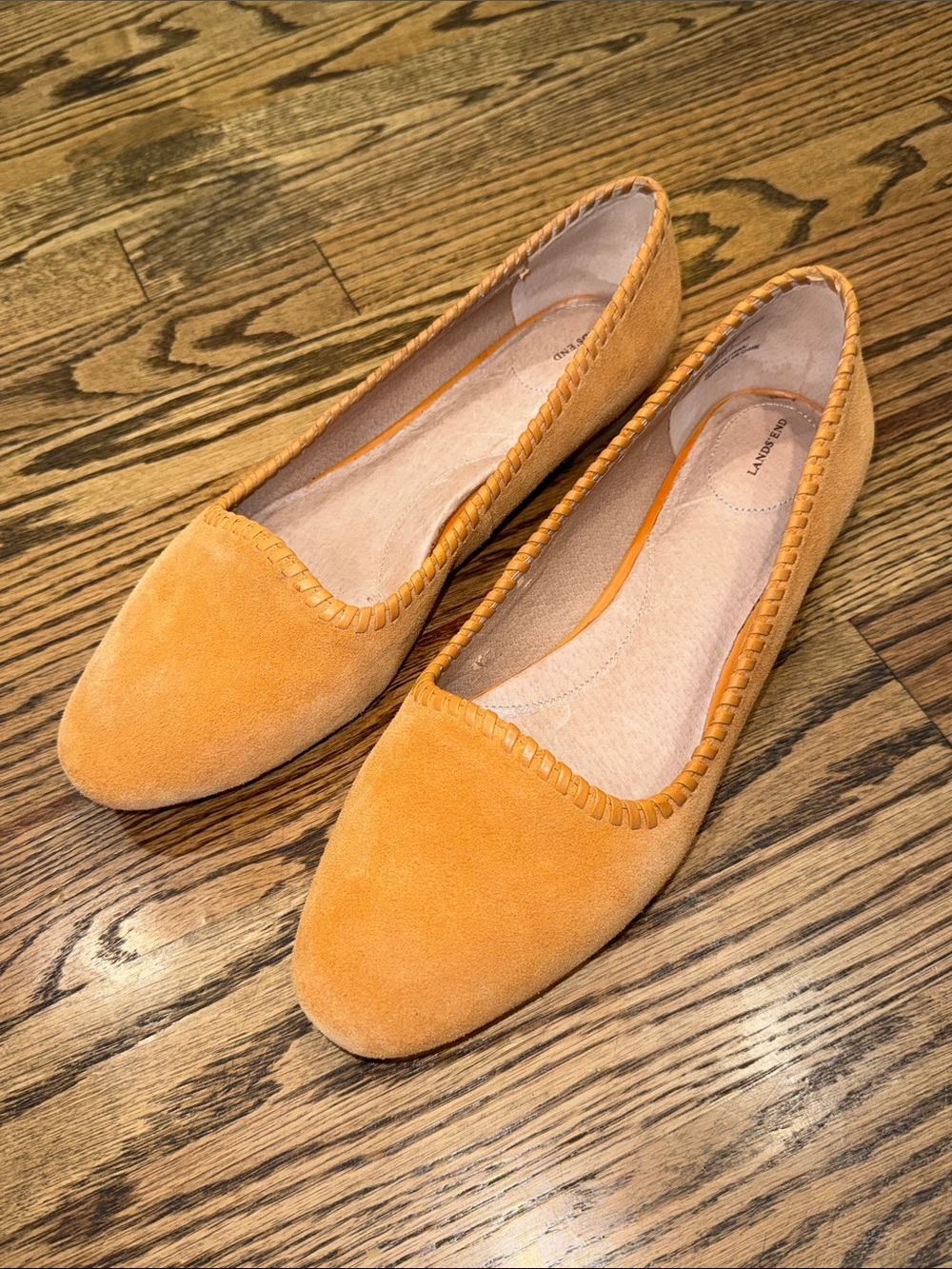 Lands End Orange Suede Ballet Flats Size 10